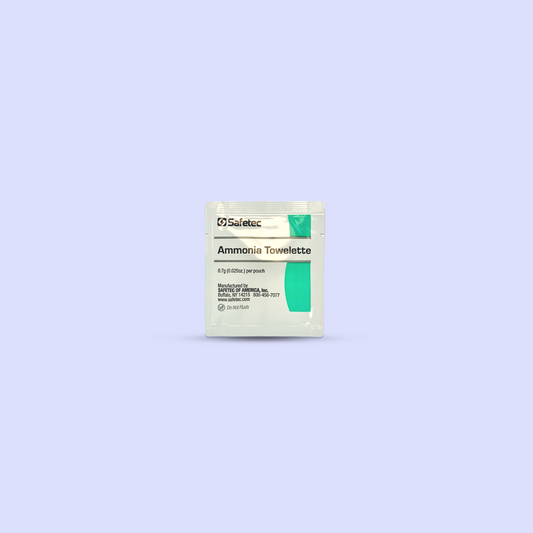 Ammonia Towelette
Used to treat and prevent dizziness, lightheadedness and fainting.
